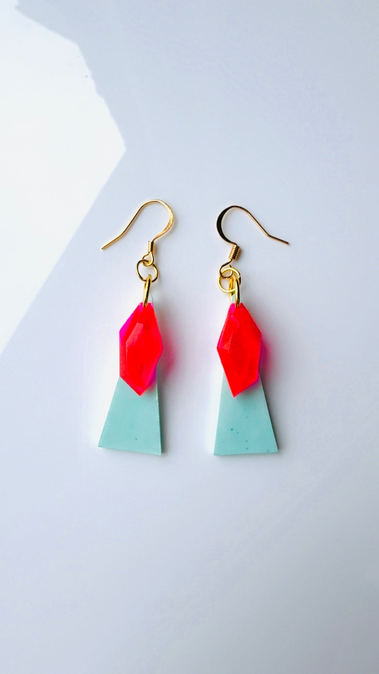 Blue Pink Parrot Earrings