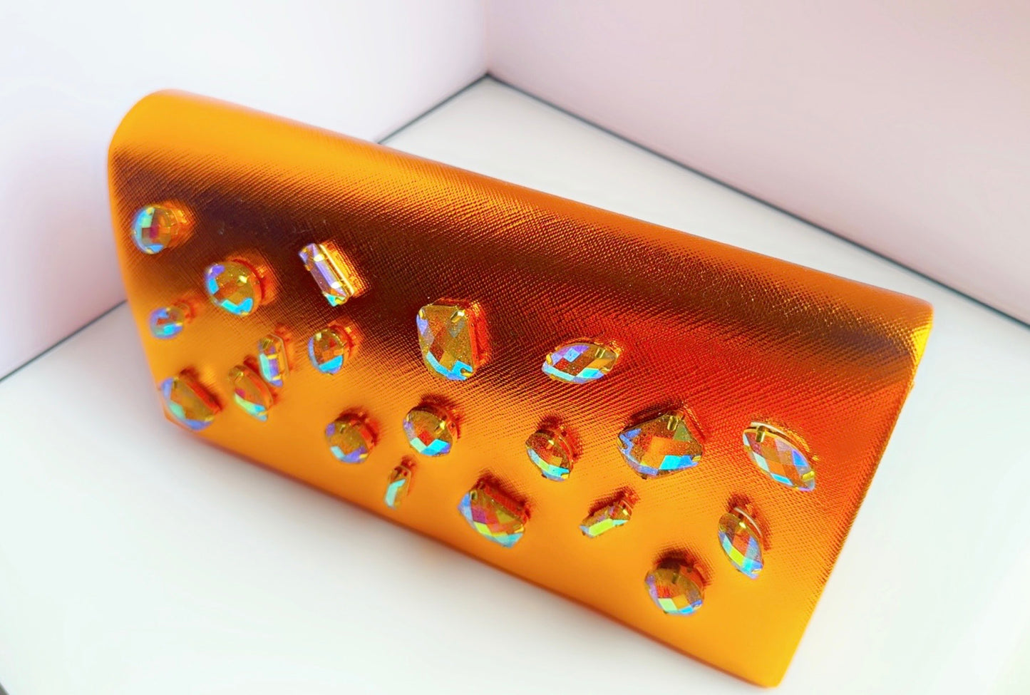 Orange Metallic Bling Clutch