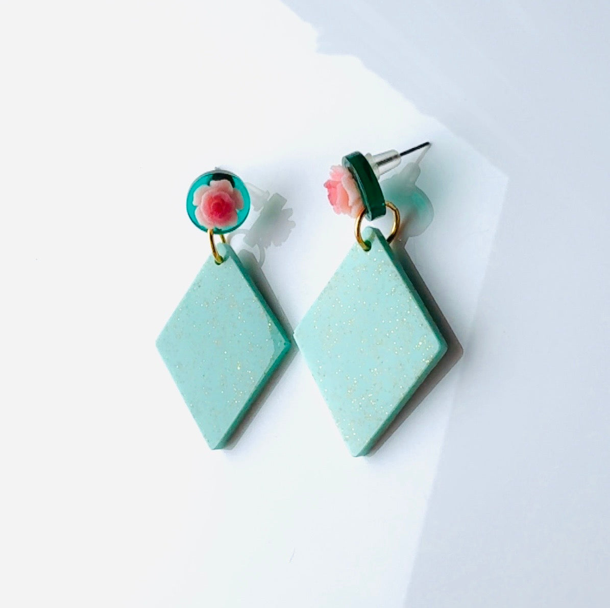 Blue Rose Triangle Dangle