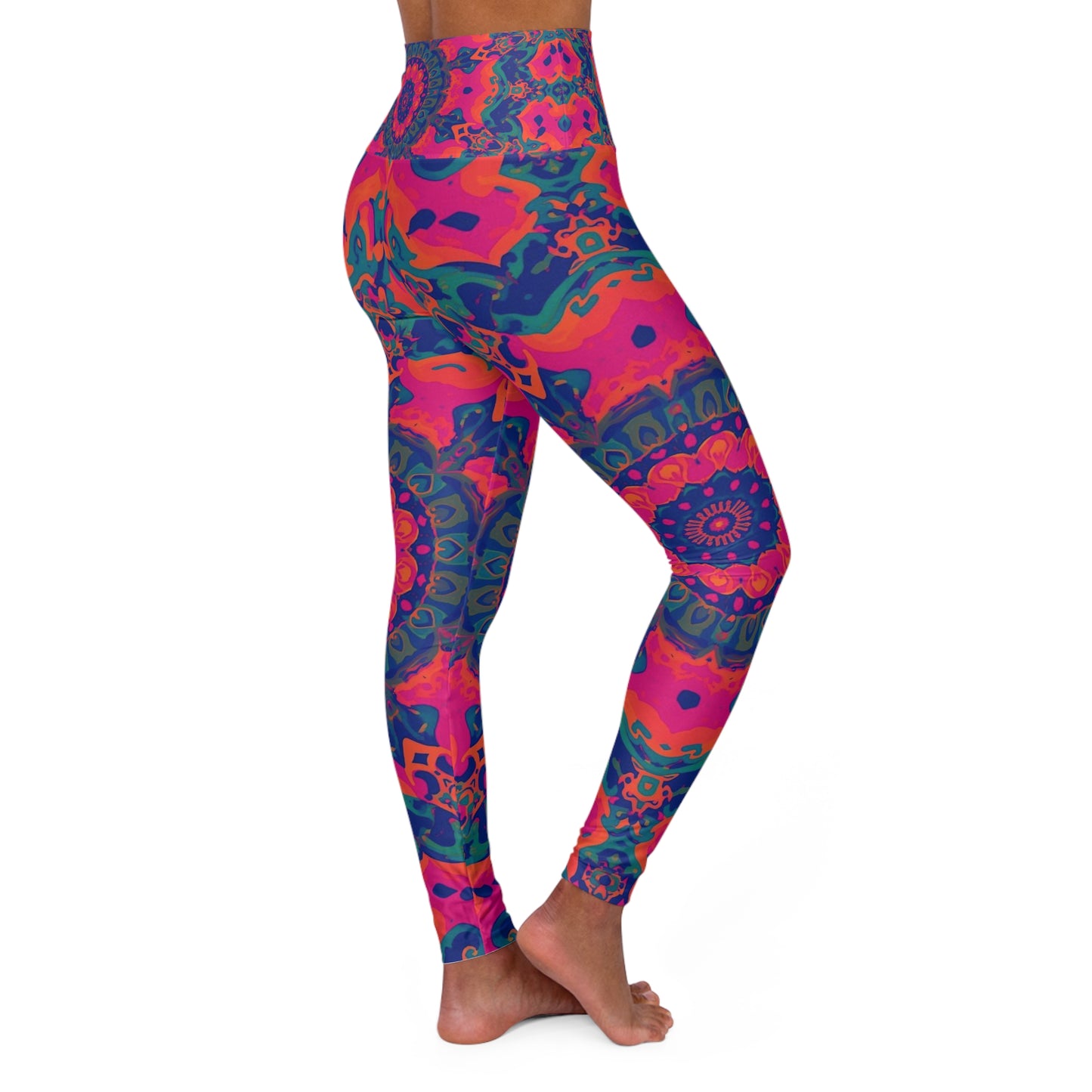 High-Waist Psychedelic Mandala Yoga Leggings — Vibrant All-Over Print
