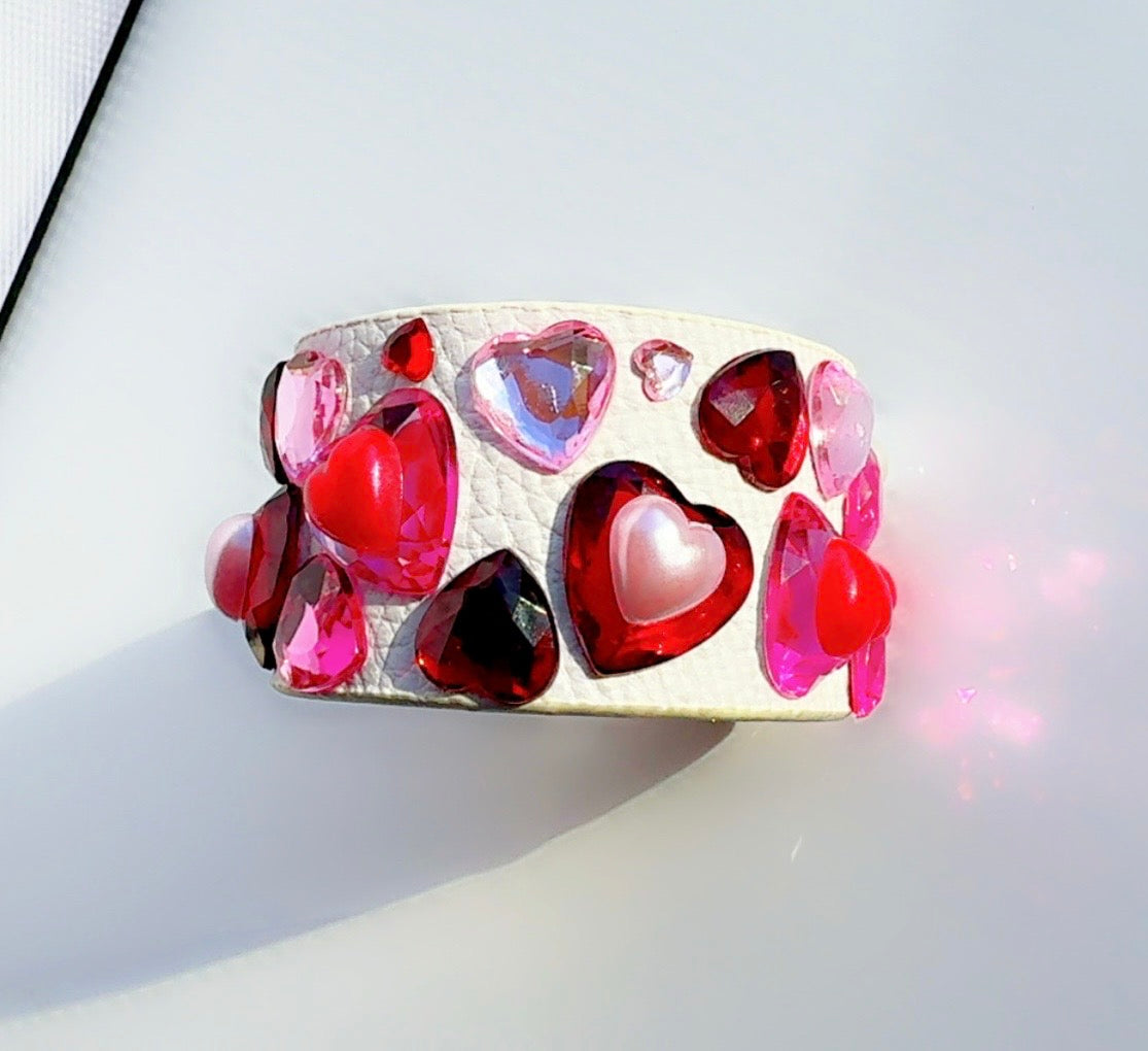 Heartbreaker White Leather Cuff