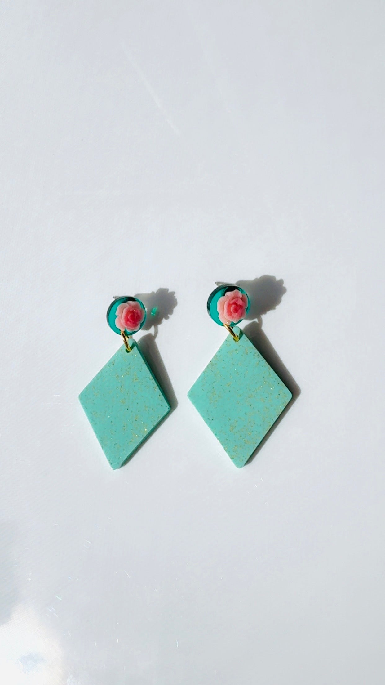 Blue Rose Triangle Dangle
