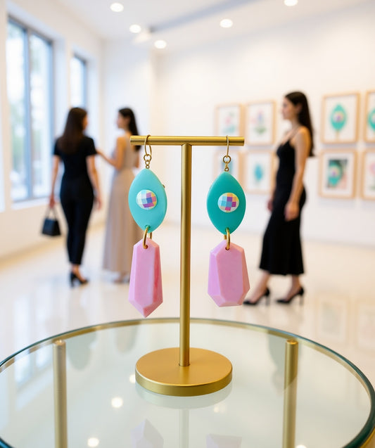 Mint Pink Chandelier Ear Candy
