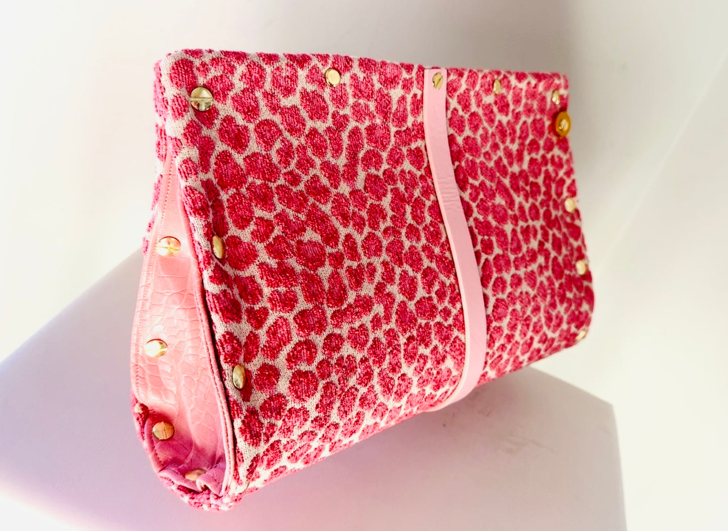 Pink Leopard Chenille Clutch