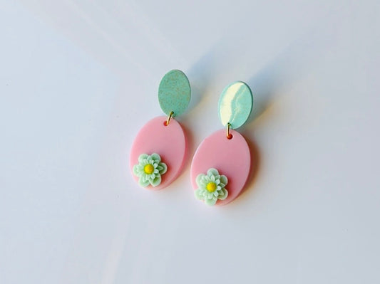 Pastel Floral Basket Earrings