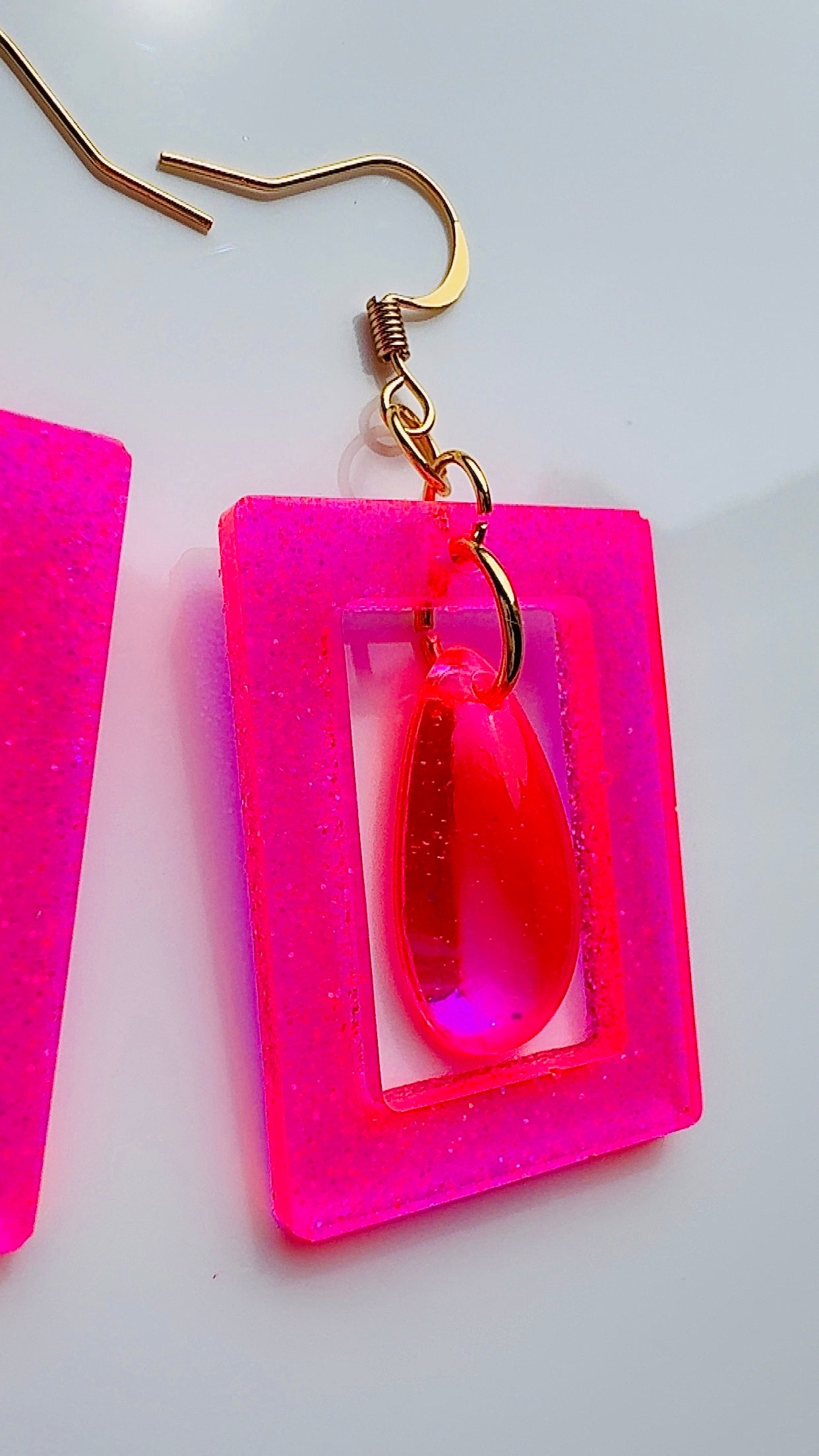 Pink Neon Pendulum Earrings