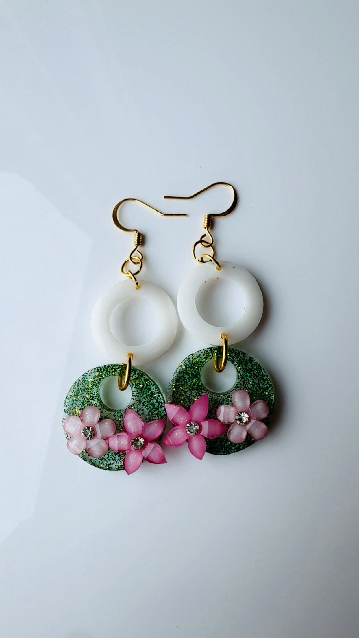 Green Garden White Fence Earrings