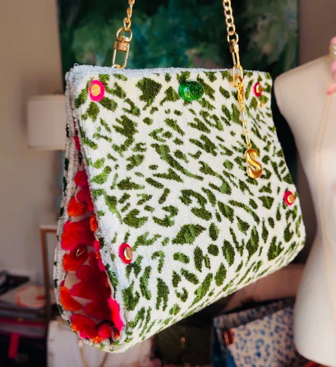 Green Leopard Clutch