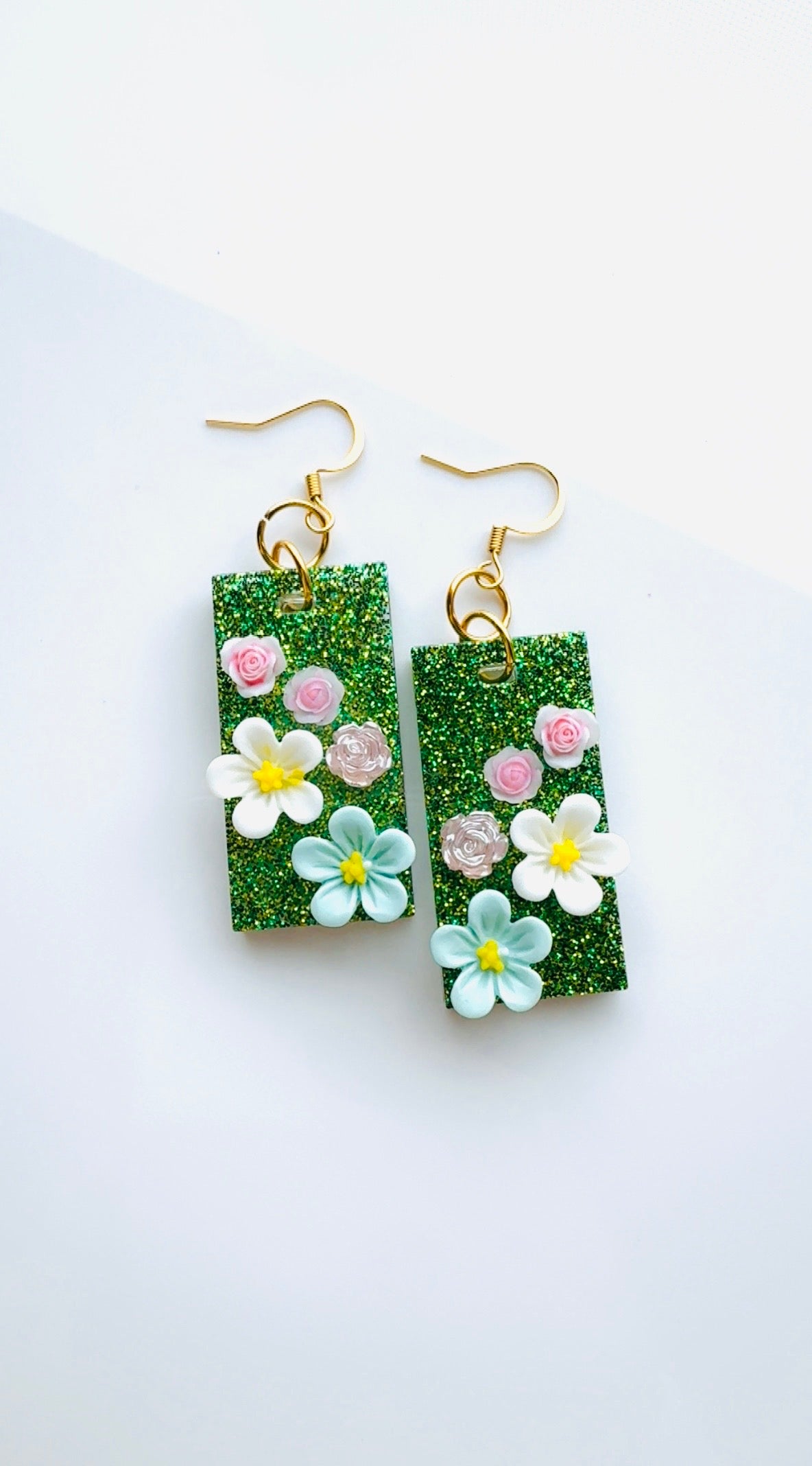Green Garden Floral Earrings