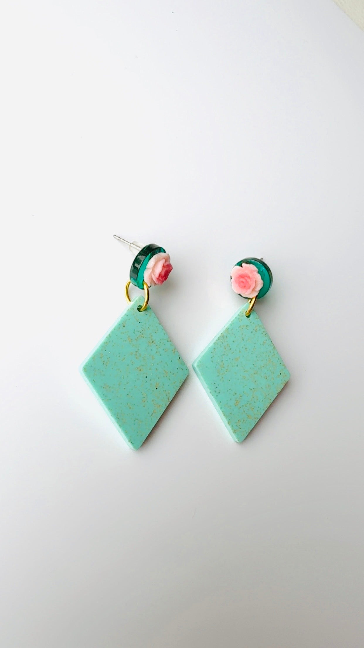 Blue Rose Triangle Dangle