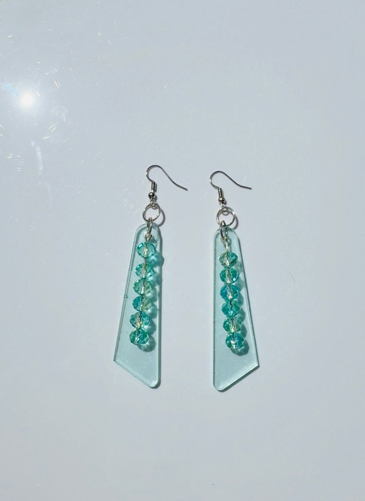 Mint Green Beaded Fan Earrings