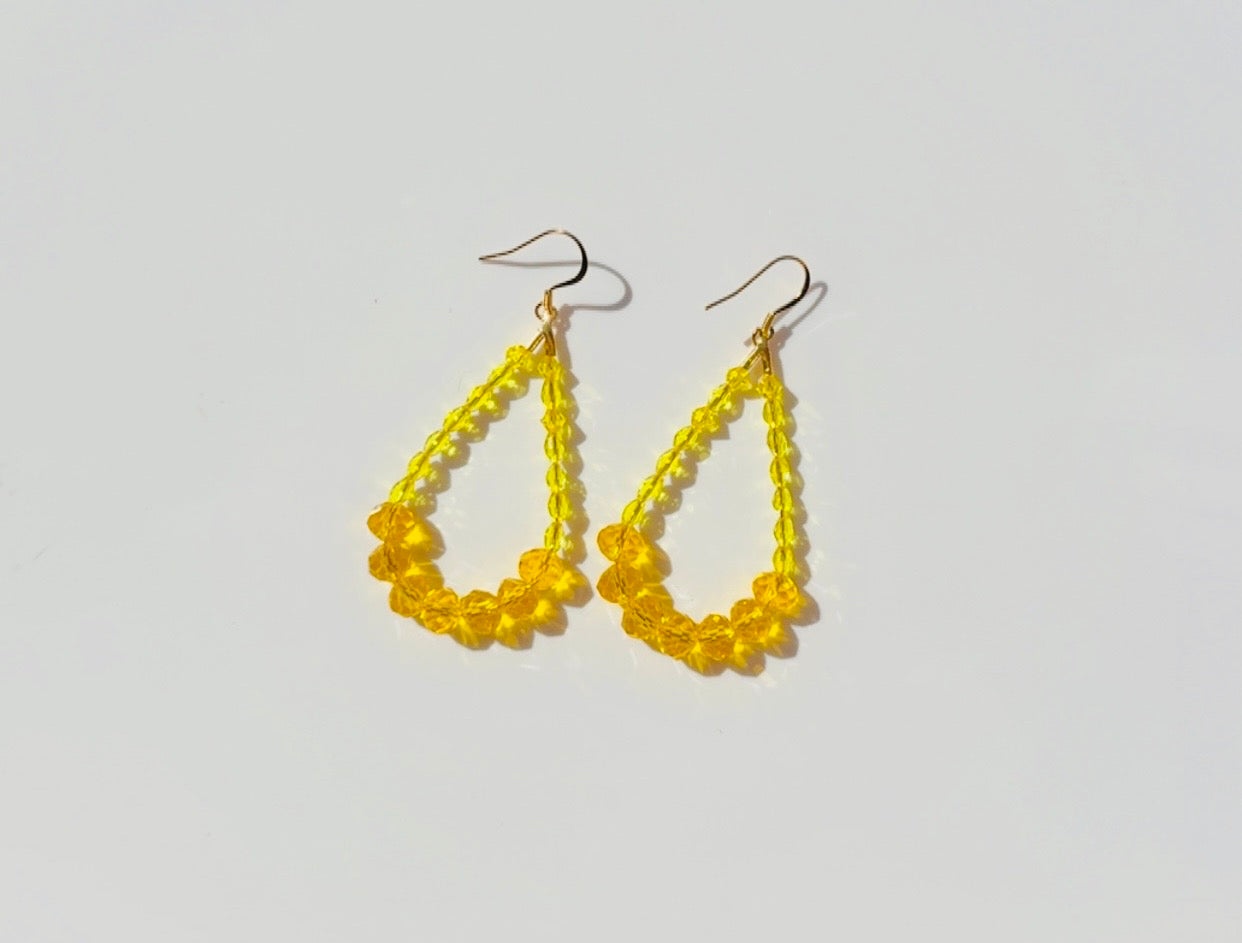 Yellow Crystal Pendulum Earrings ￼