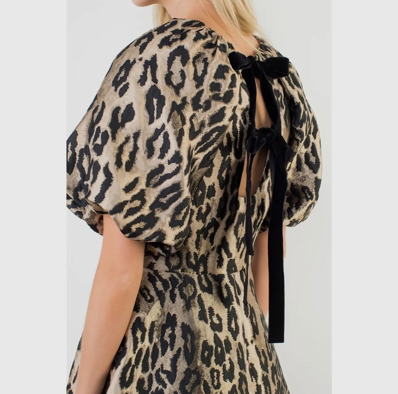 Puff Cheetah Metallic Dress