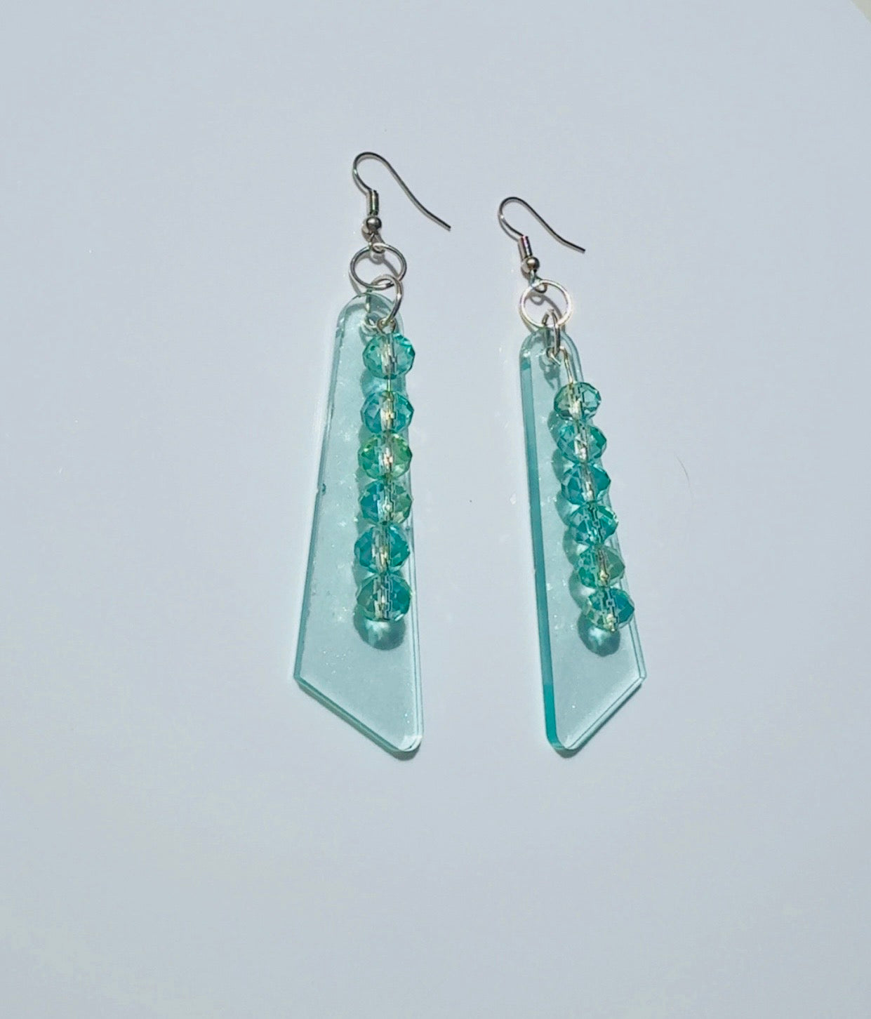 Mint Green Beaded Fan Earrings
