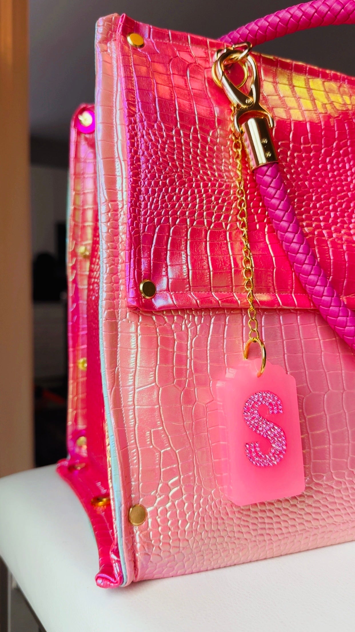 Signature Pink Croc Handbag