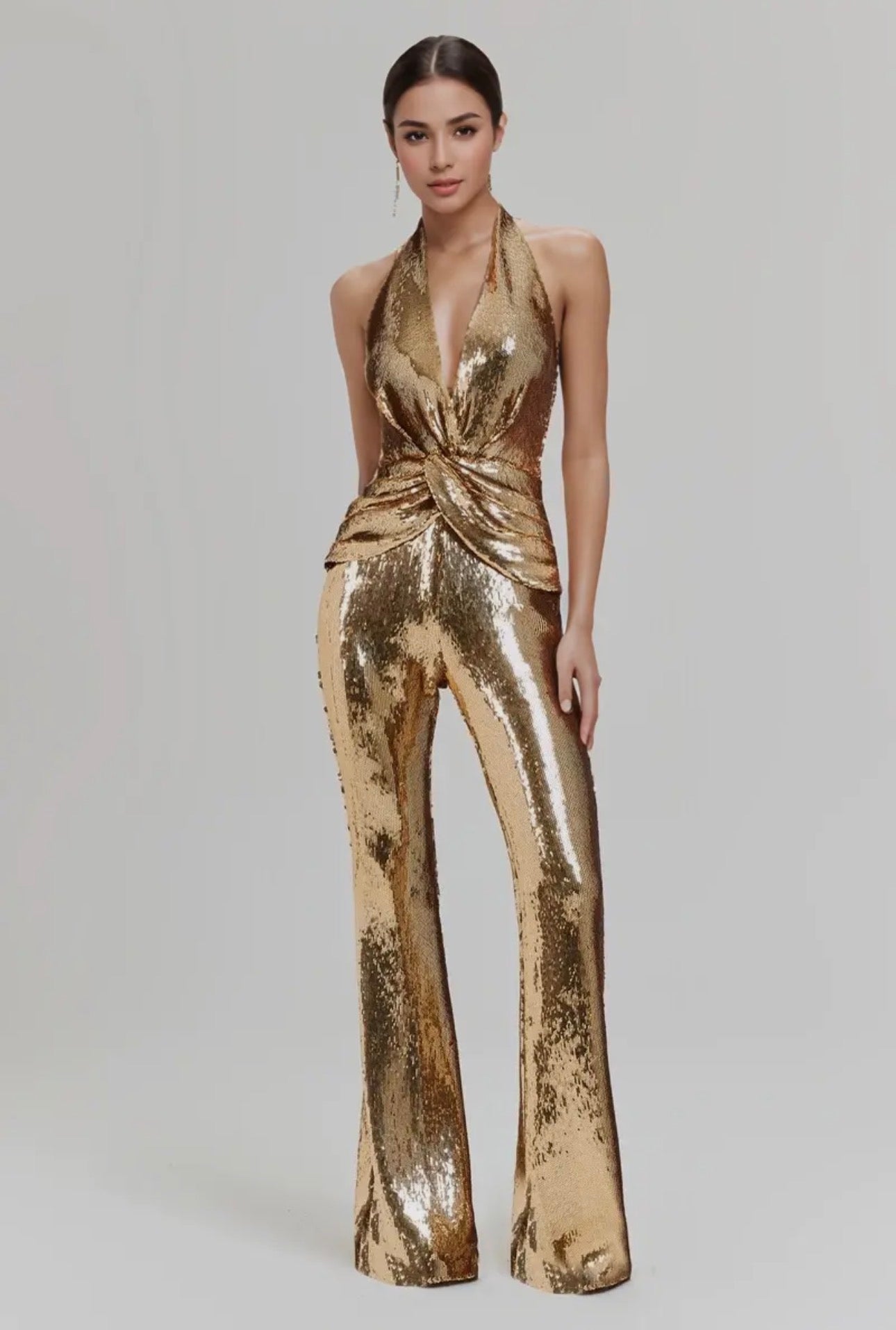 Holiday Gold Sparkle Jumpsuit