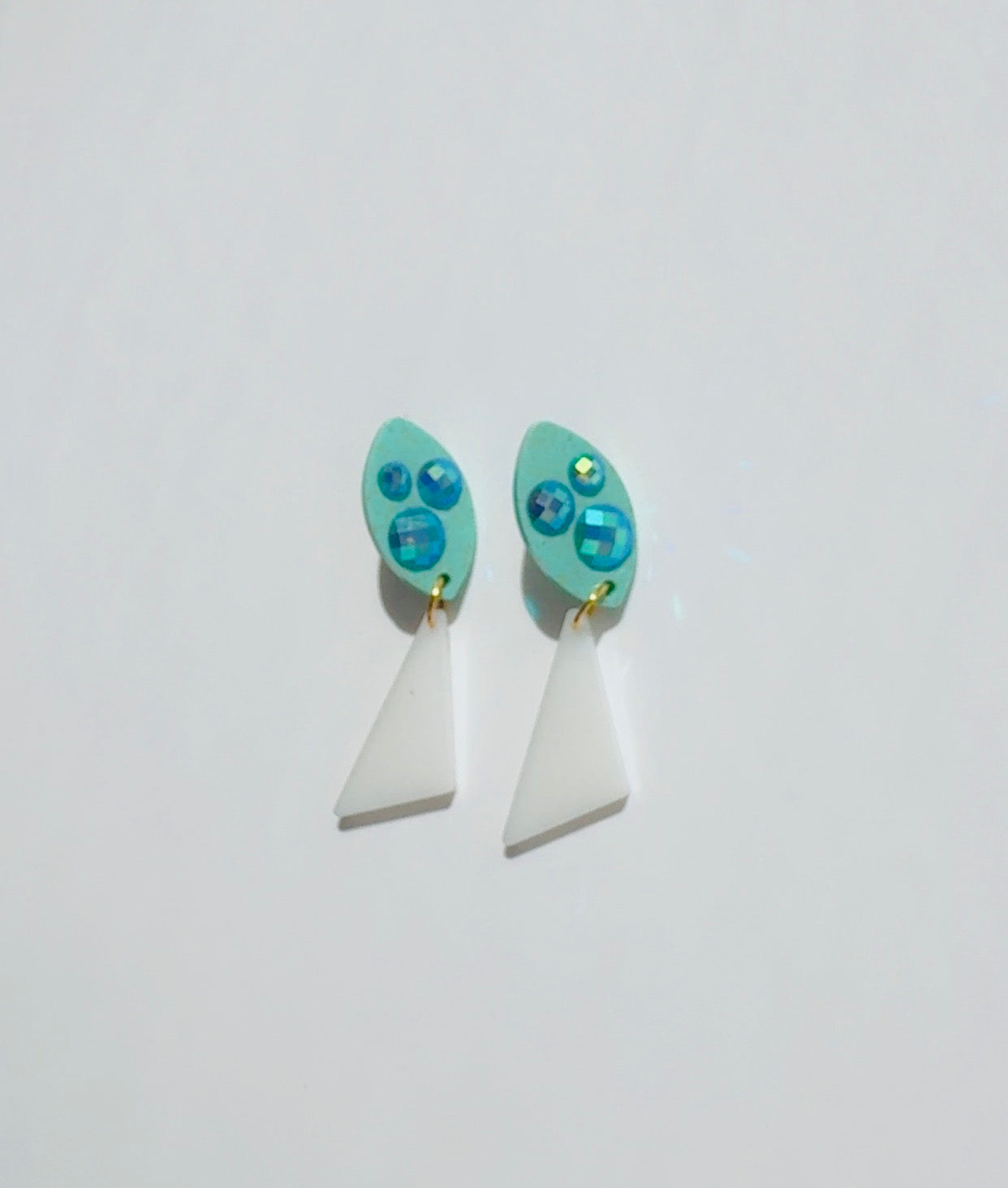 Blue and White Disco Earrings