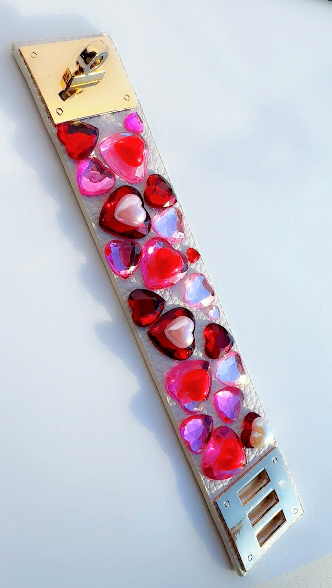 Heartbreaker White Leather Cuff