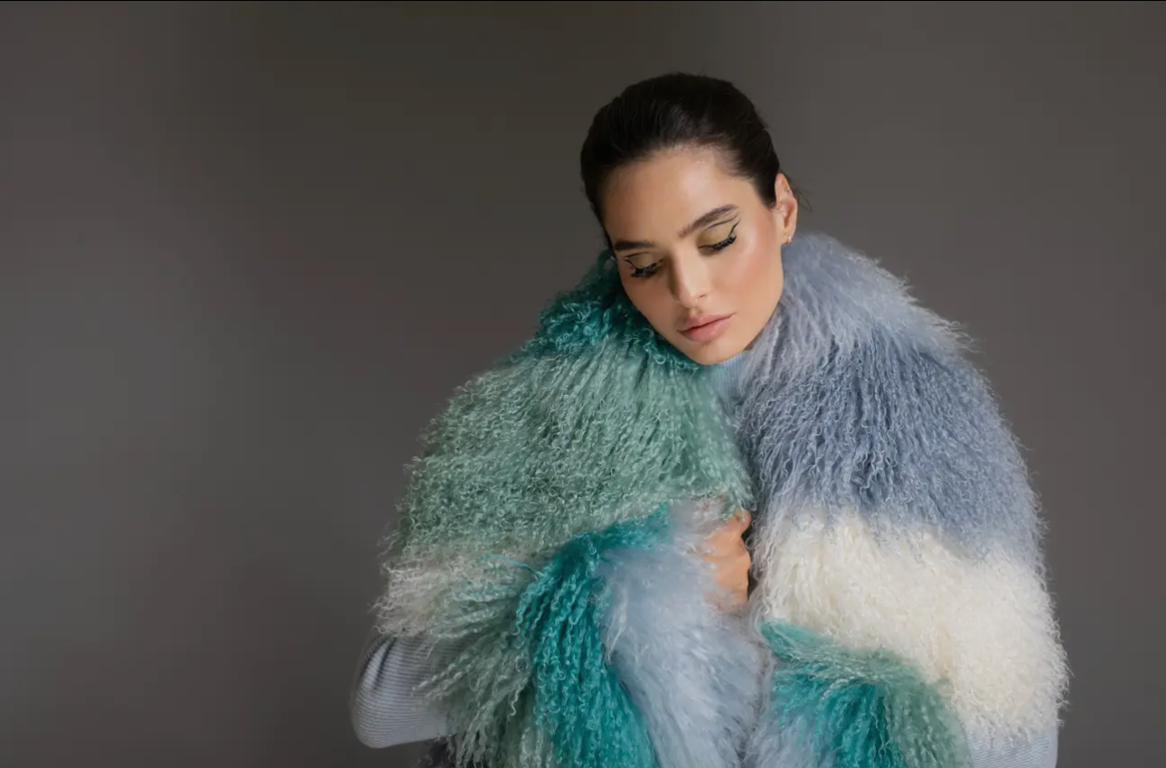 Italian Ombré Mongolian Wool Scarf Shawl