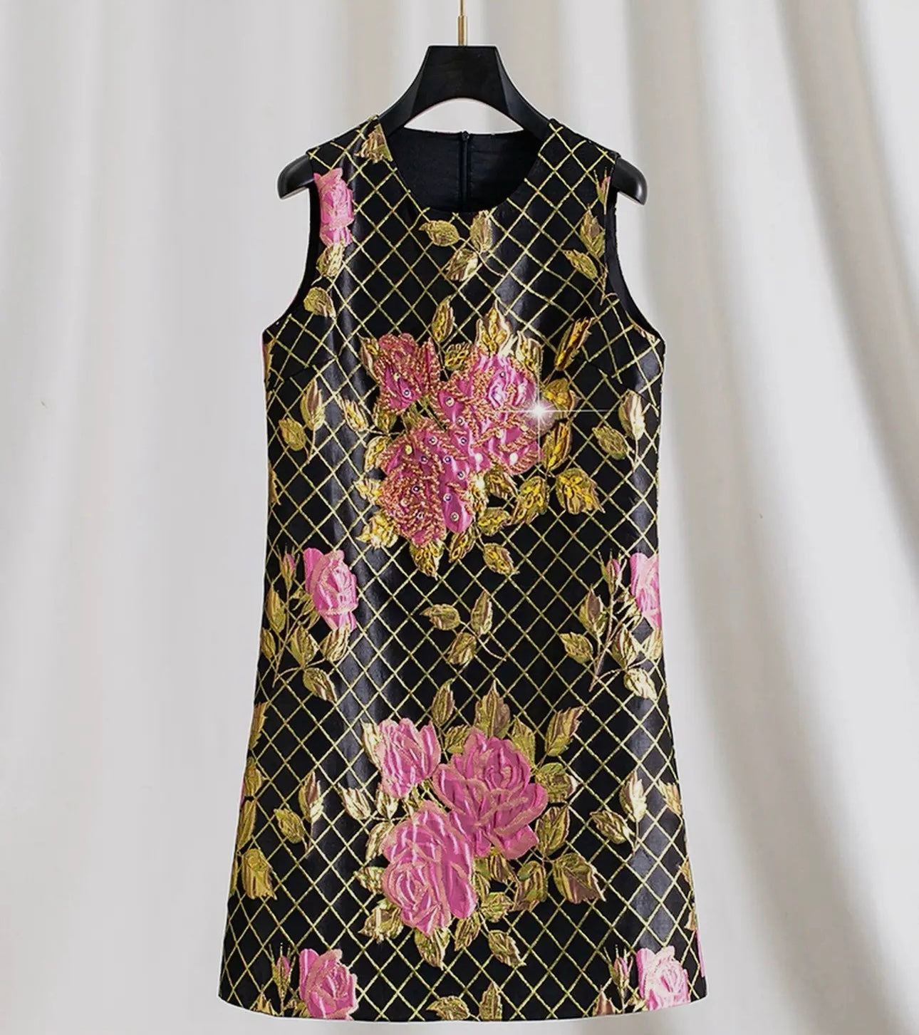 Brocade Floral Mini Dress