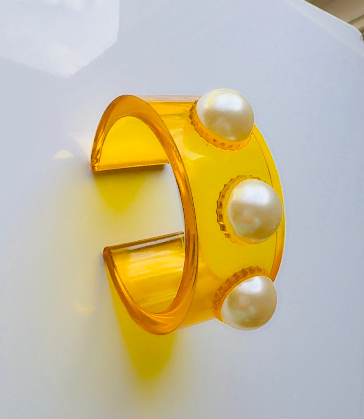 Golden Big Pearl Cuff Bracelet