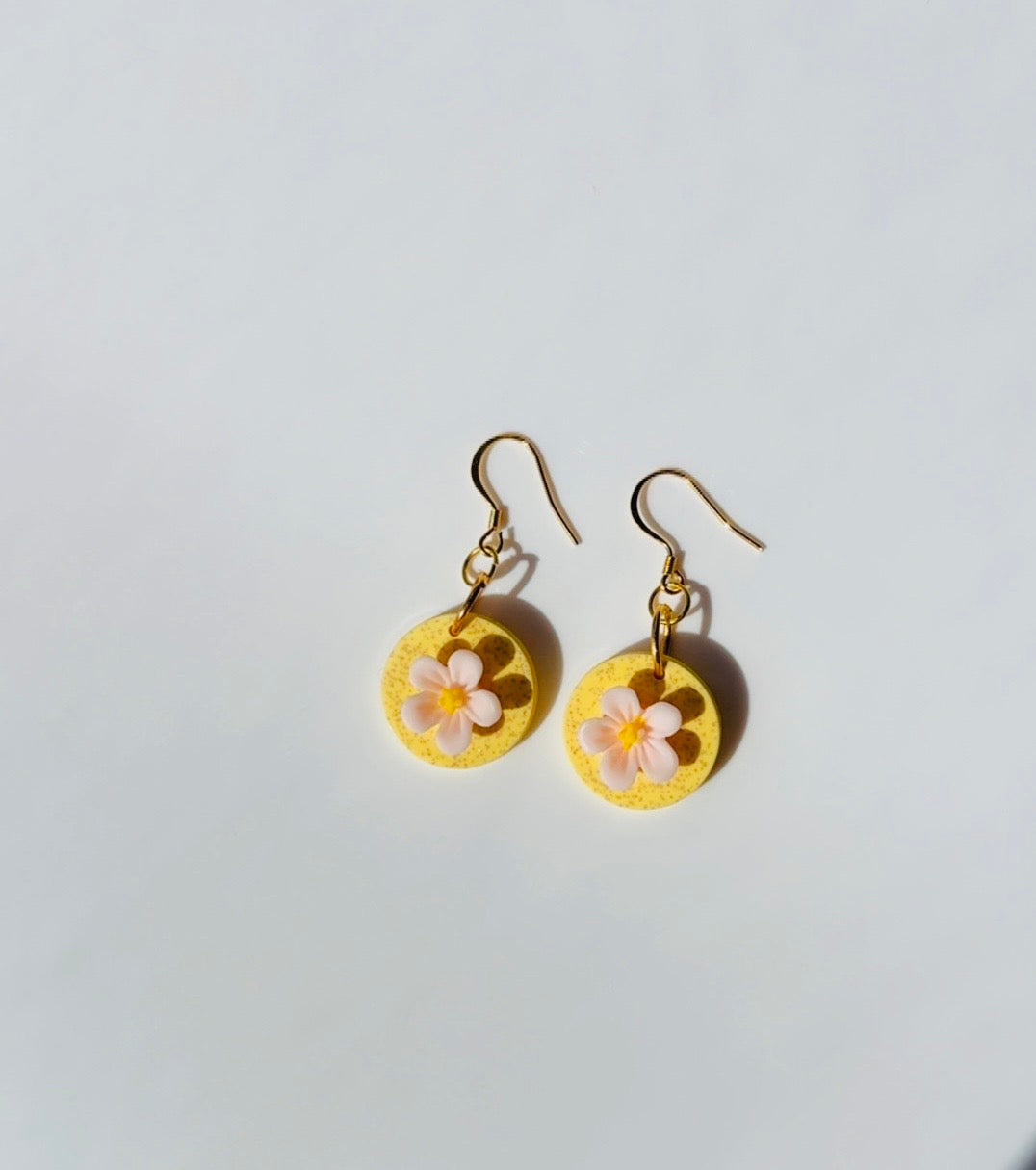 Yellow Stone Floral Earrings