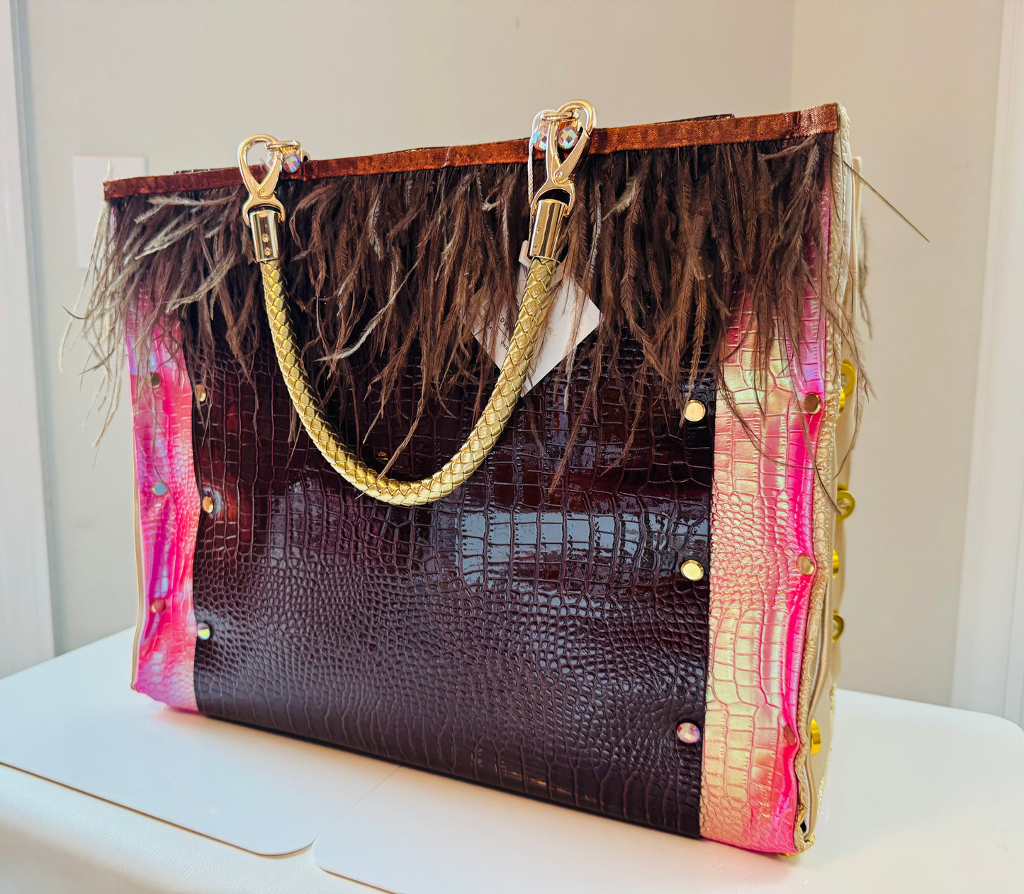 Chocolate Ostrich Tote