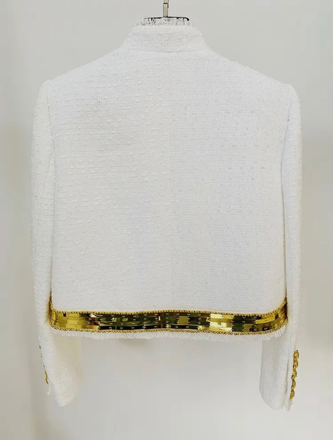 Soderena White Tweed Jacket Gold Trim