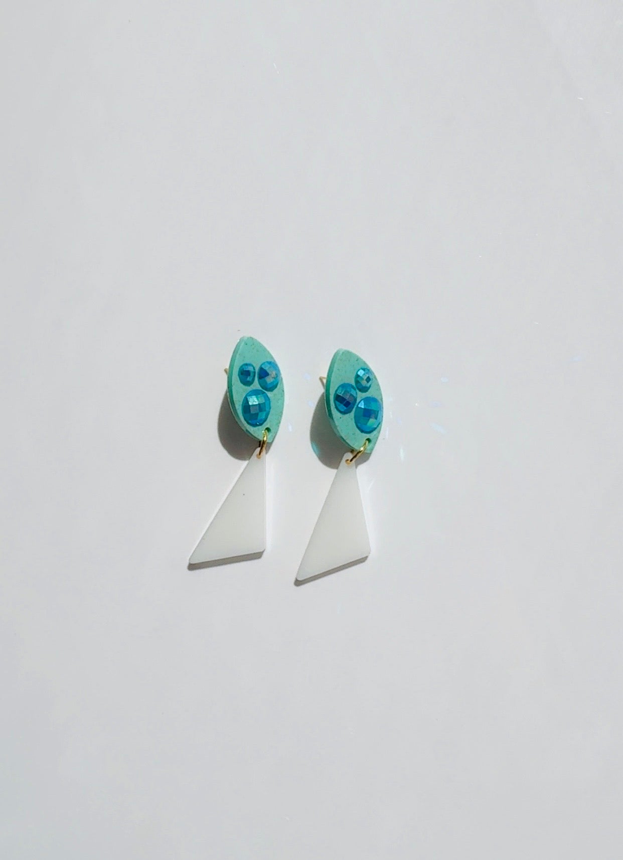 Blue and White Disco Earrings