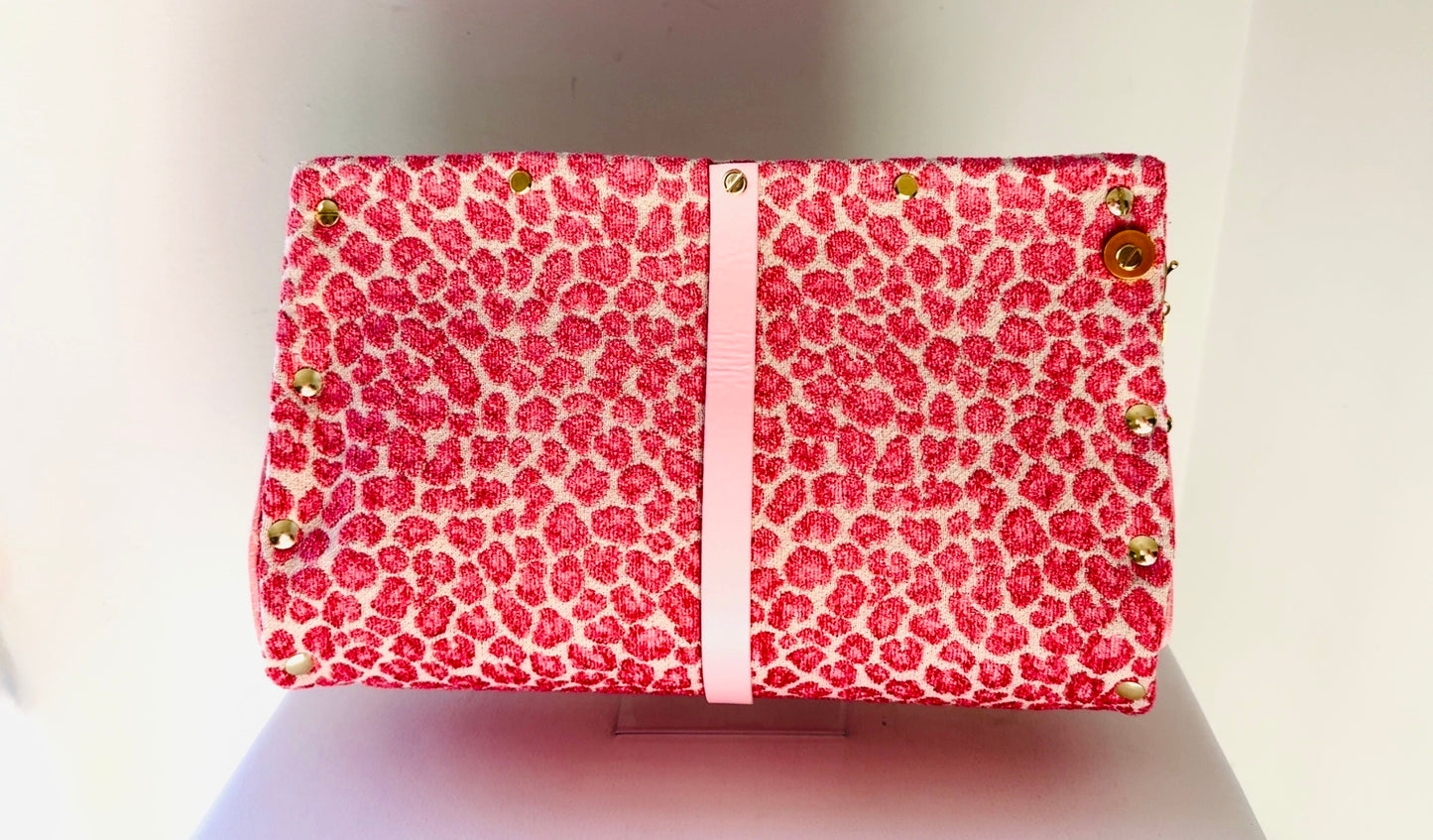 Pink Leopard Chenille Clutch