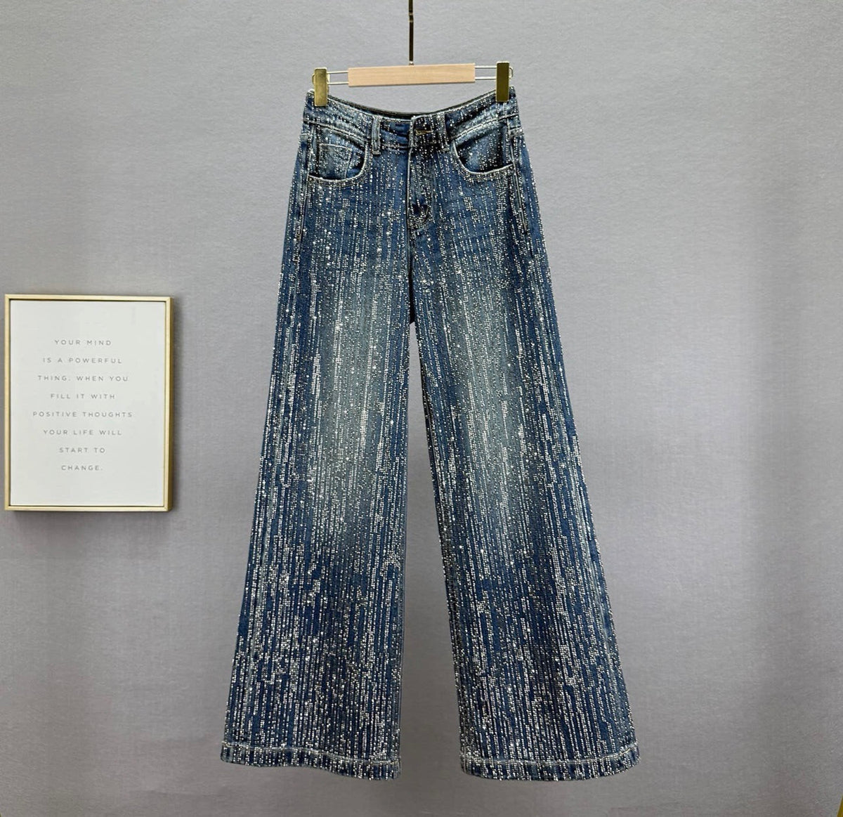 Rhinestone Wide Leg Jeans