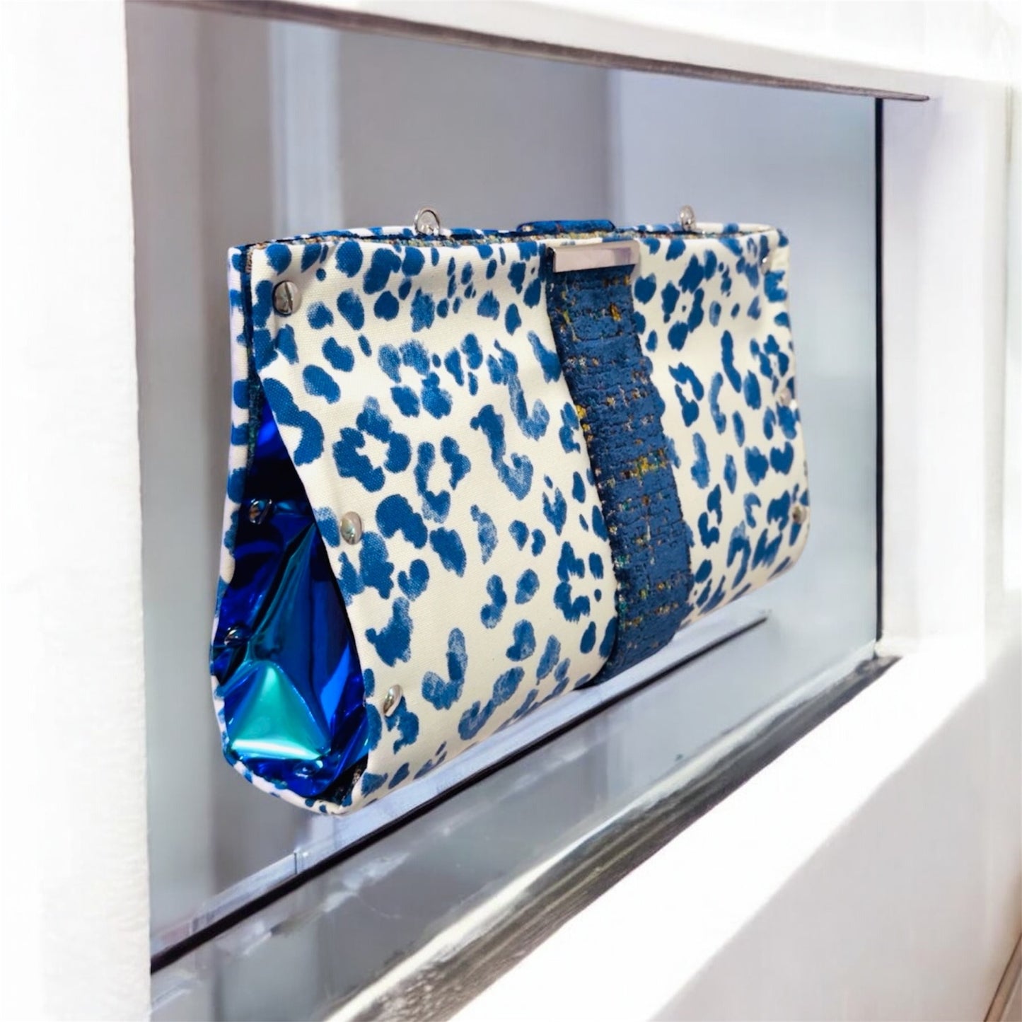 Blue Leopard Clutch