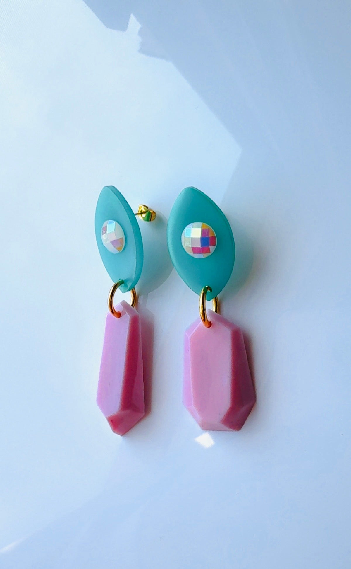Mint Pink Chandelier Ear Candy