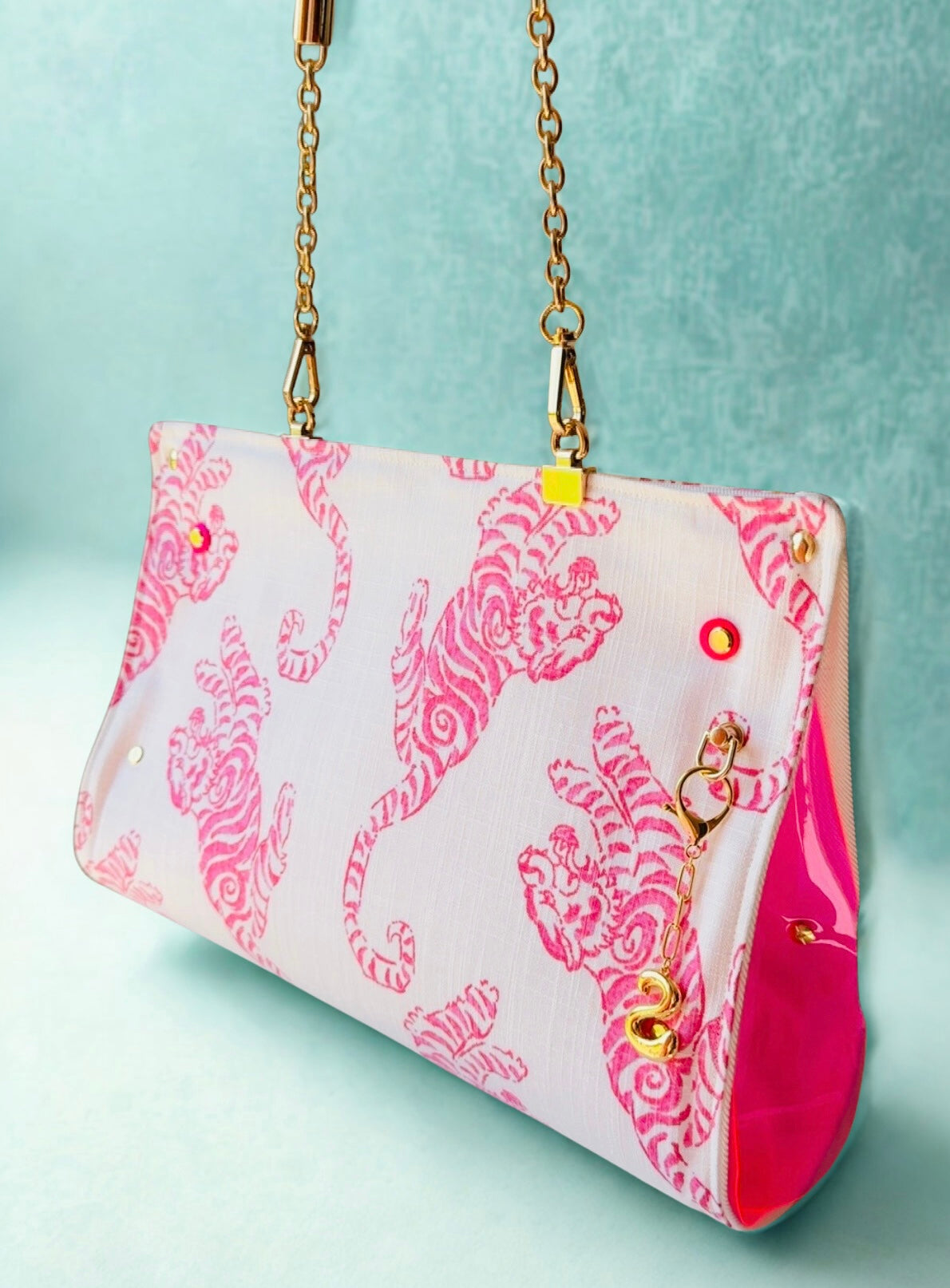 Pink Tiger Linen Handbag ￼￼￼