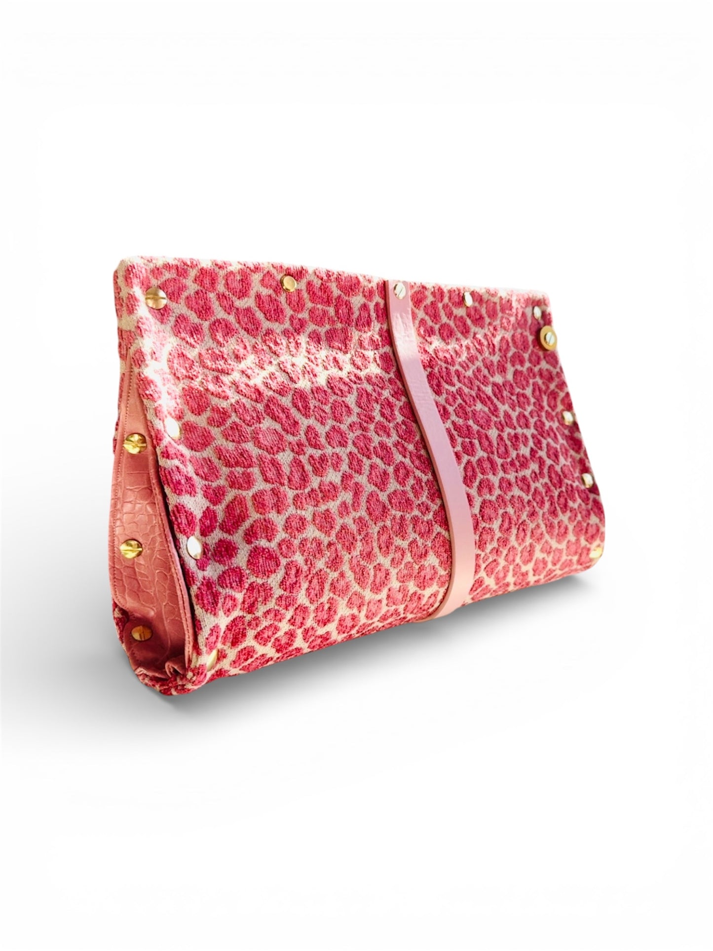 Pink Leopard Chenille Clutch