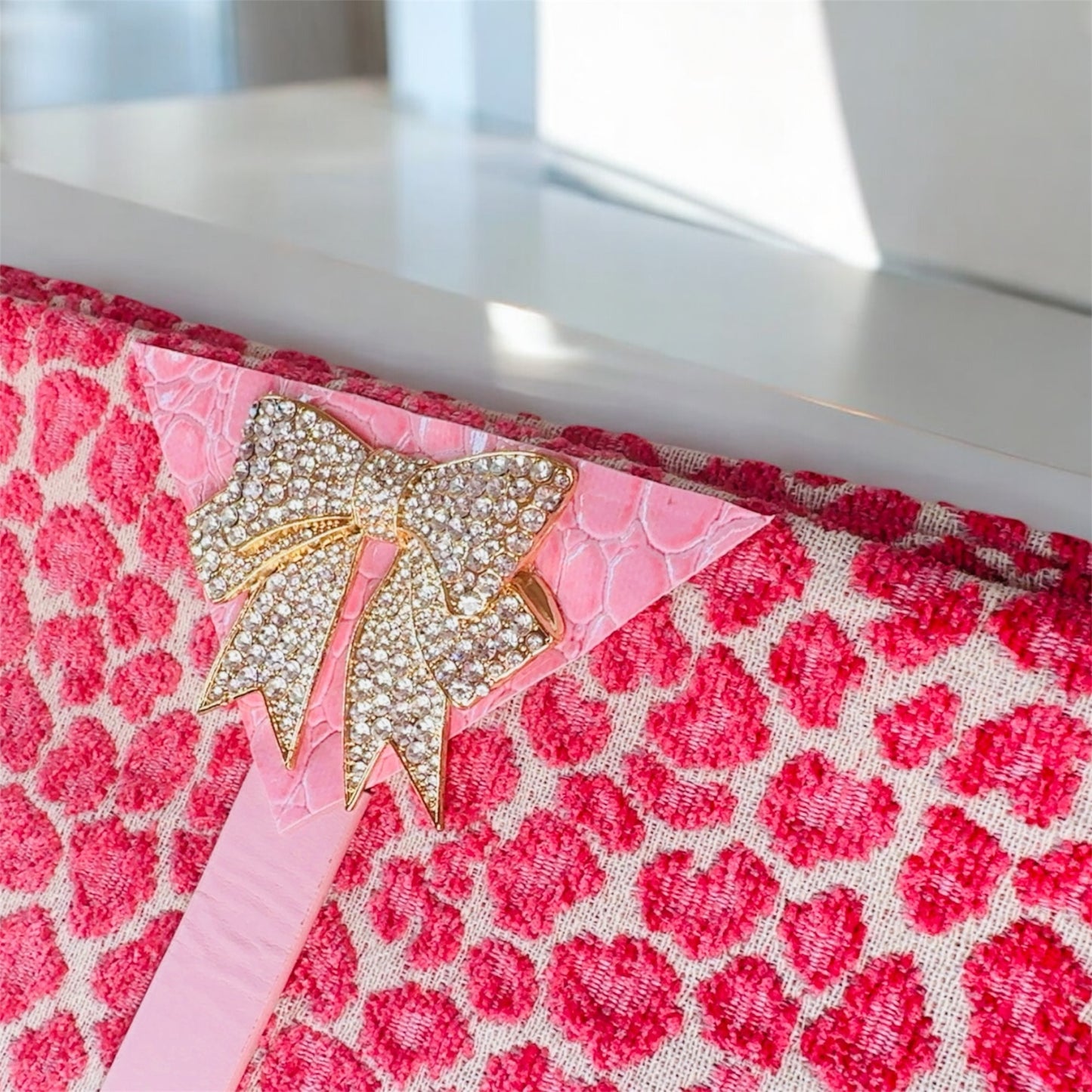 Pink Leopard Chenille Clutch