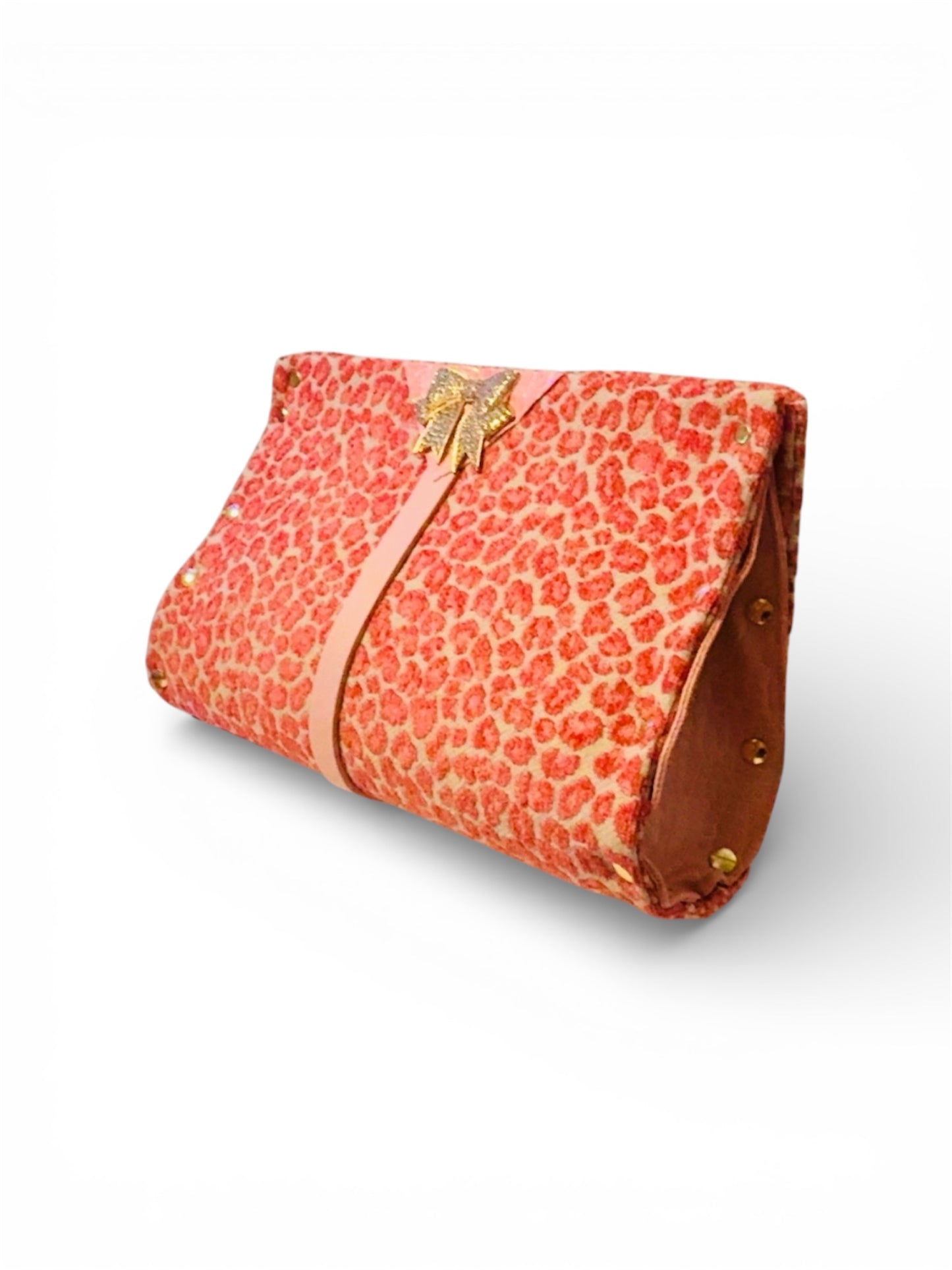 Pink Leopard Chenille Clutch