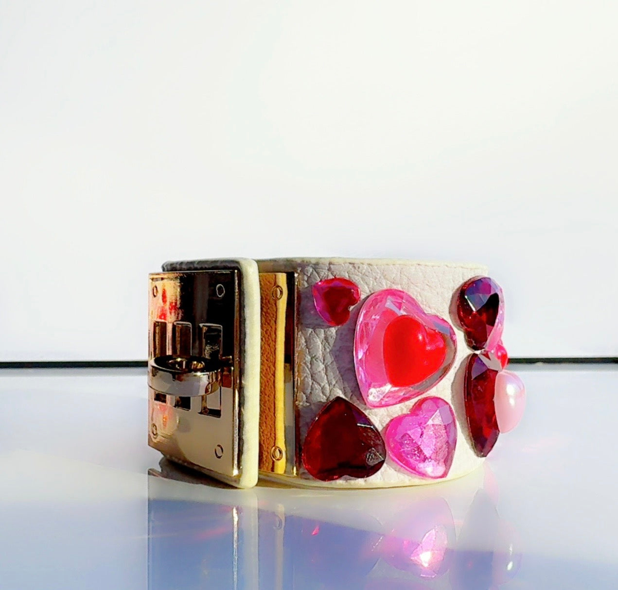 Heartbreaker White Leather Cuff