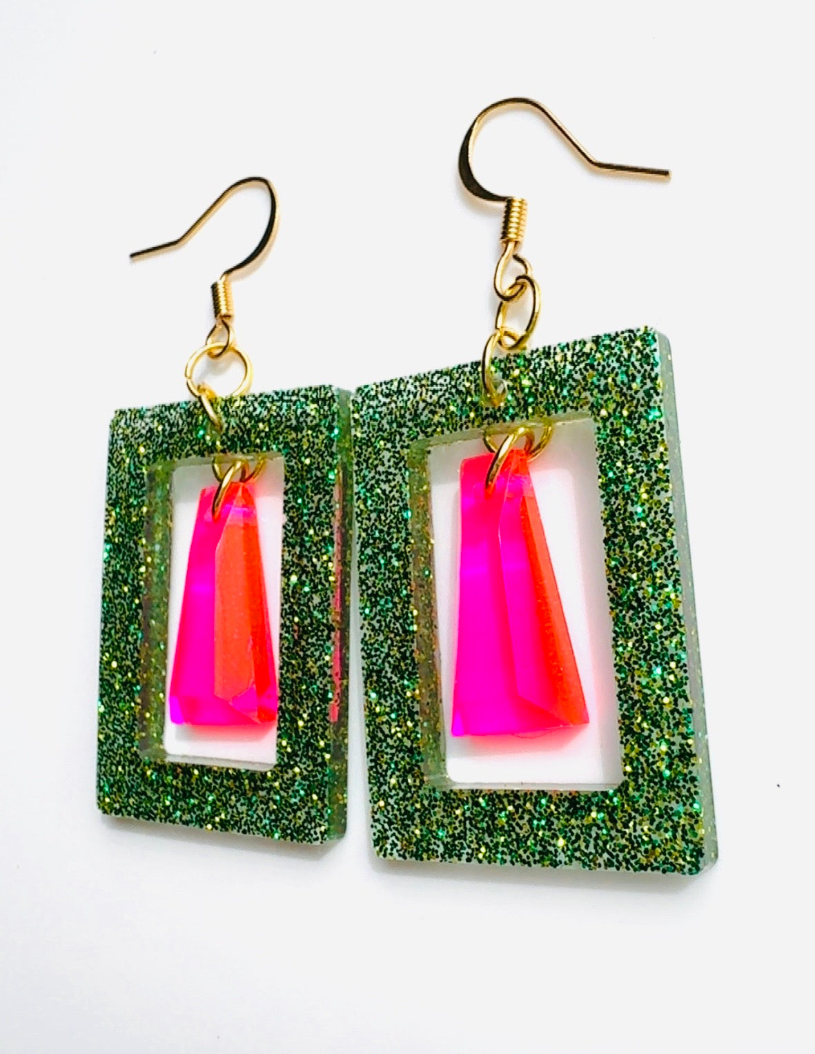 Wicked Green and Pink Earrings