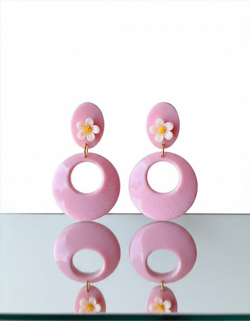Retro Pink Floral Ear Candy