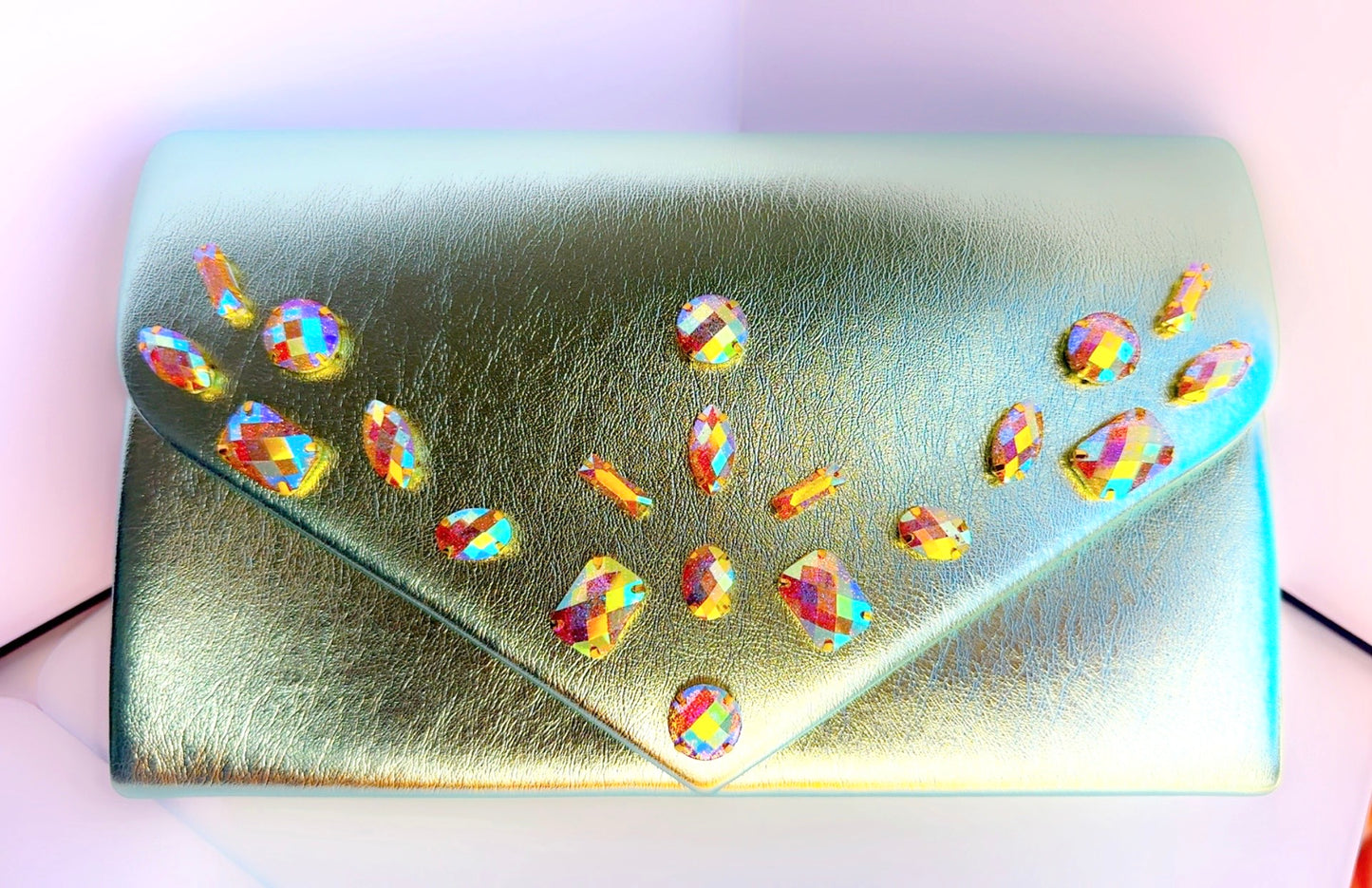 Mint Metallic Bling Clutch