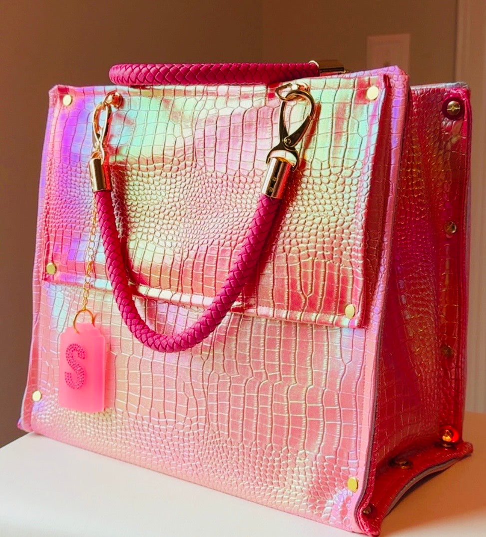 Signature Pink Croc Handbag