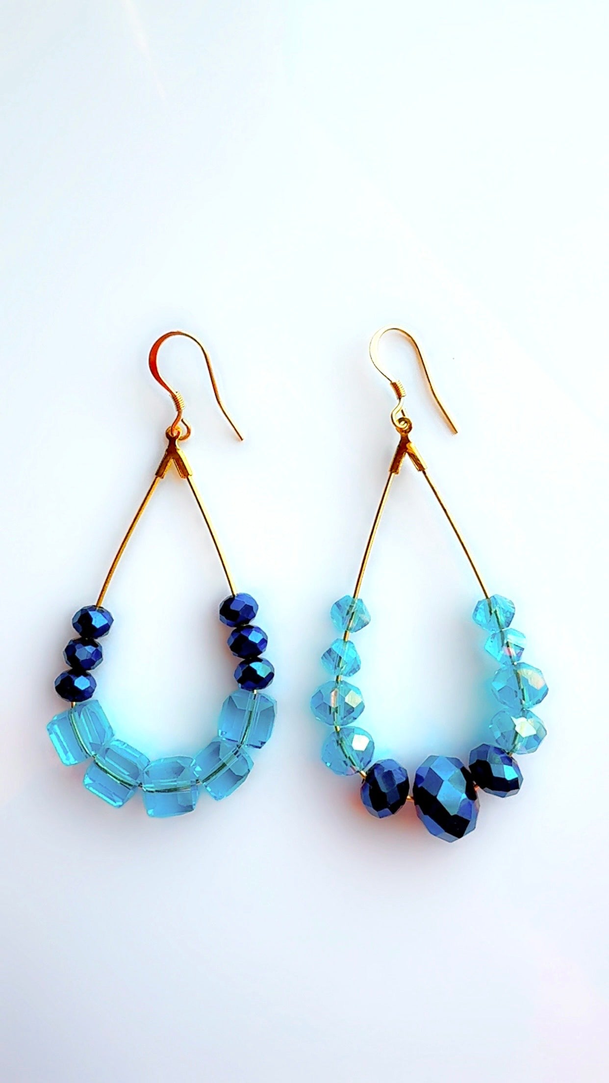 Upside Down Blue Dangle Hoop