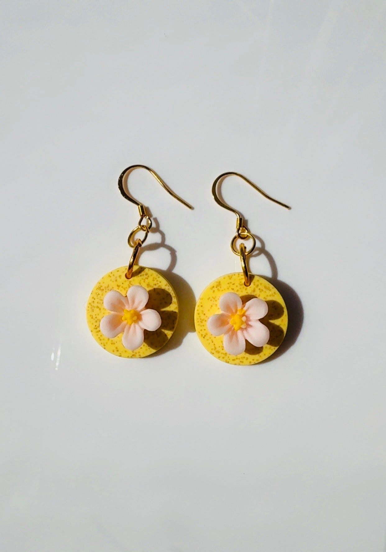 Yellow Stone Floral Earrings