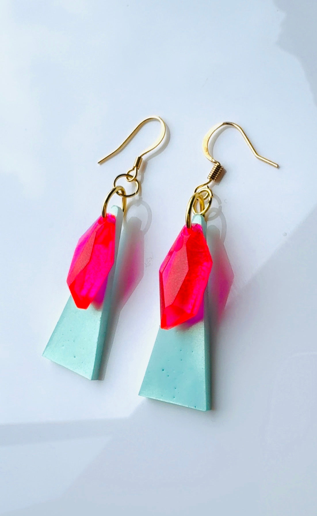Blue Pink Parrot Earrings