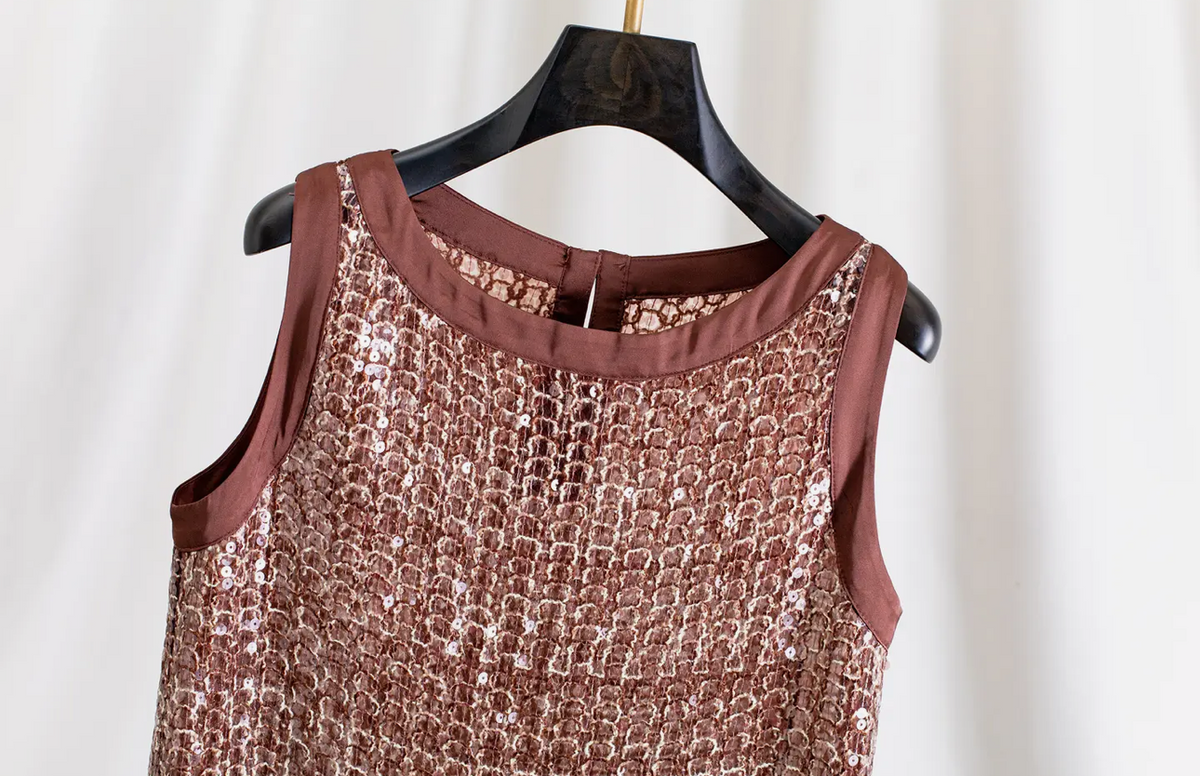 Silk Organza Sequin Sleeveless
Luxury Summer Top