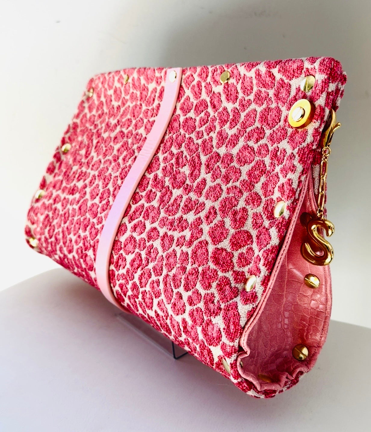 Pink Leopard Chenille Clutch