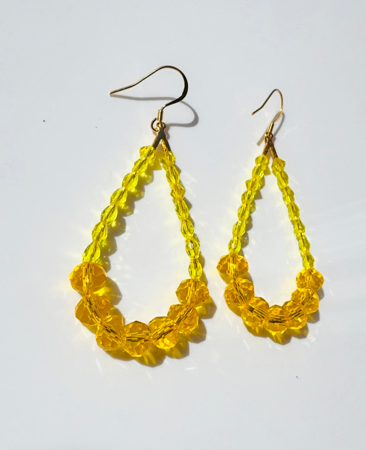 Yellow Crystal Pendulum Earrings ￼