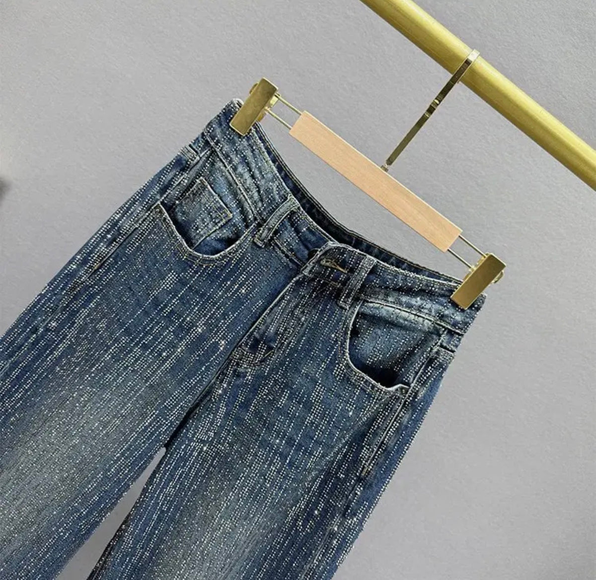Rhinestone Wide Leg Jeans
