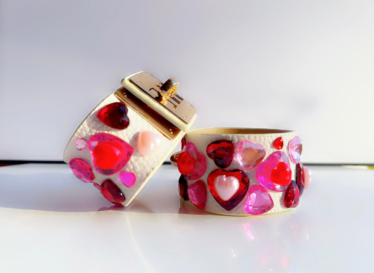 Heartbreaker White Leather Cuff